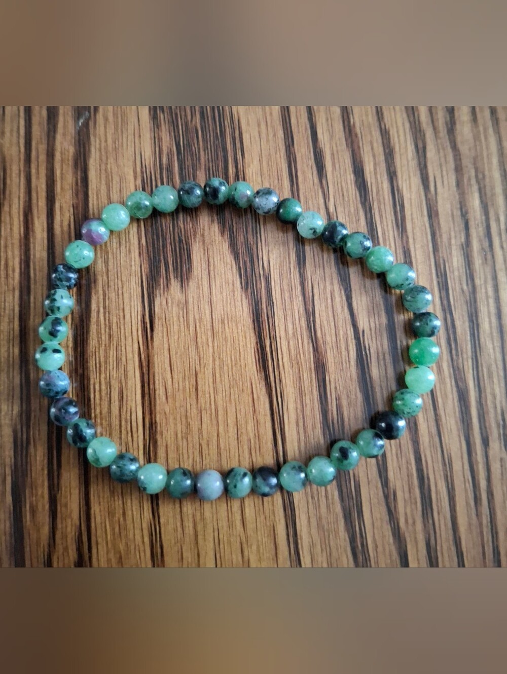 Ruby Zoisite Natural 4mm Beaded Stretchy Bracelet 7"
